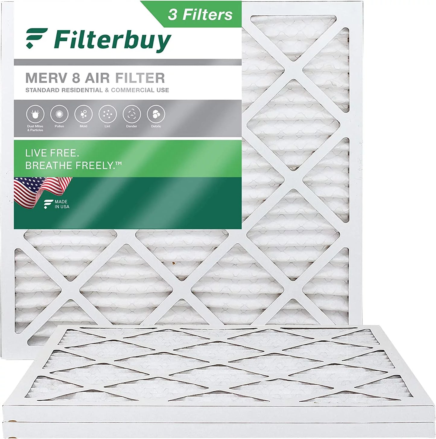 8x8x1 8 Pleated AC Filterbuy Air MERV (3-Pack) Filters Furnace HVAC