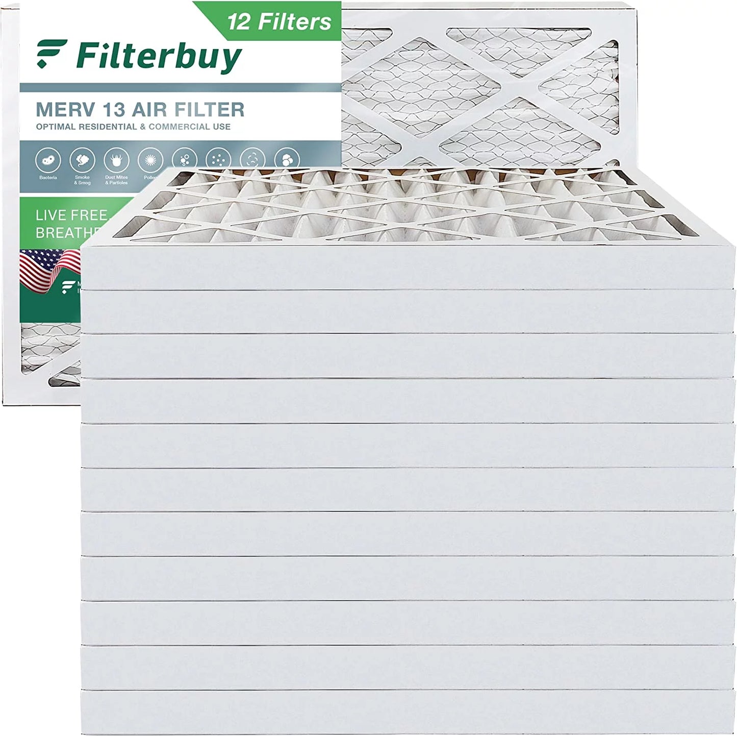 16x36x2 Pleated AC 13 (12-Pack) Filterbuy Furnace Filters MERV HVAC Air