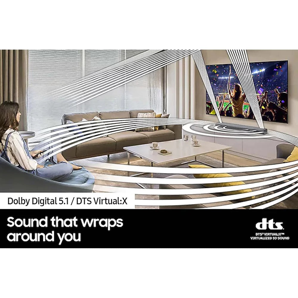 2021, Soundbar Virtual:X, Design, Adaptive with Gray Sound - Dolby Center Built Connection, in 3.0ch Premium Atmos, Bluetooth HW-S50A (Open Multi Deep DTS Box) Speaker, Lite, Samsung