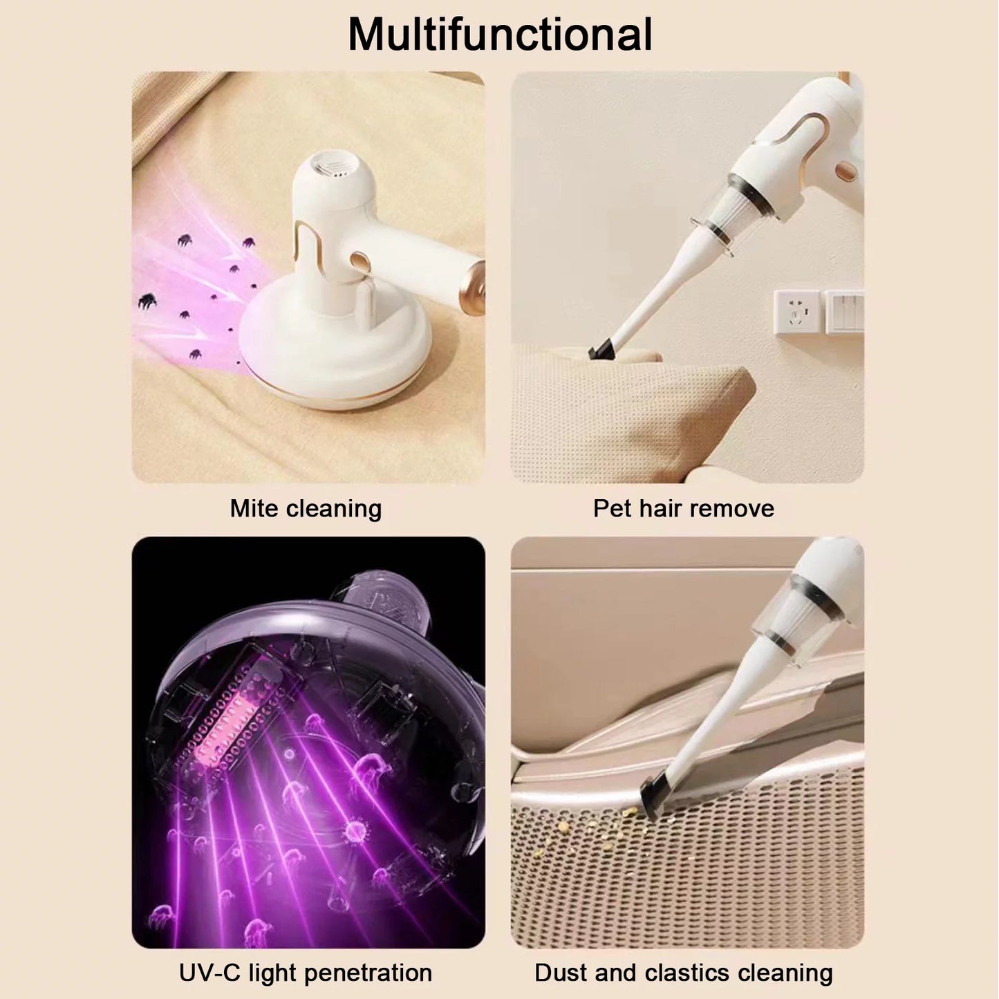 Times/Min Sterilization Deep for Carpets Machine Handheld Mattress Cleaner Bed Sofa Lixada Removal Suction Cleaning UV Couch 8000 Dust Vacuum Mint Hair Strong