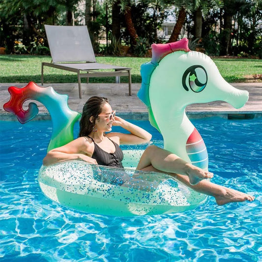 Pool Holder PC6048GSH Pool Float with Drink Candy Seahorse Glitter