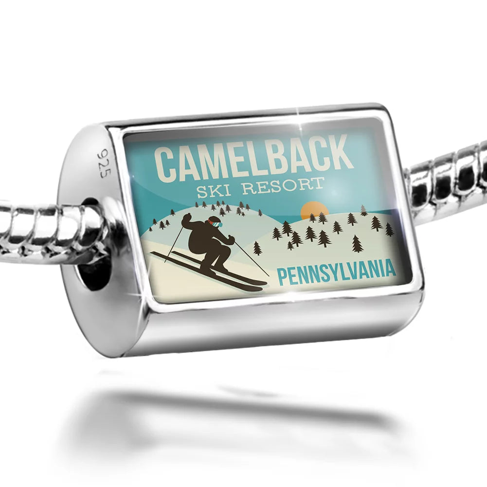 Resort Ski Charm Silver Neonblond 925 - Ski Camelback Bead Sterling Pennsylvania Resort