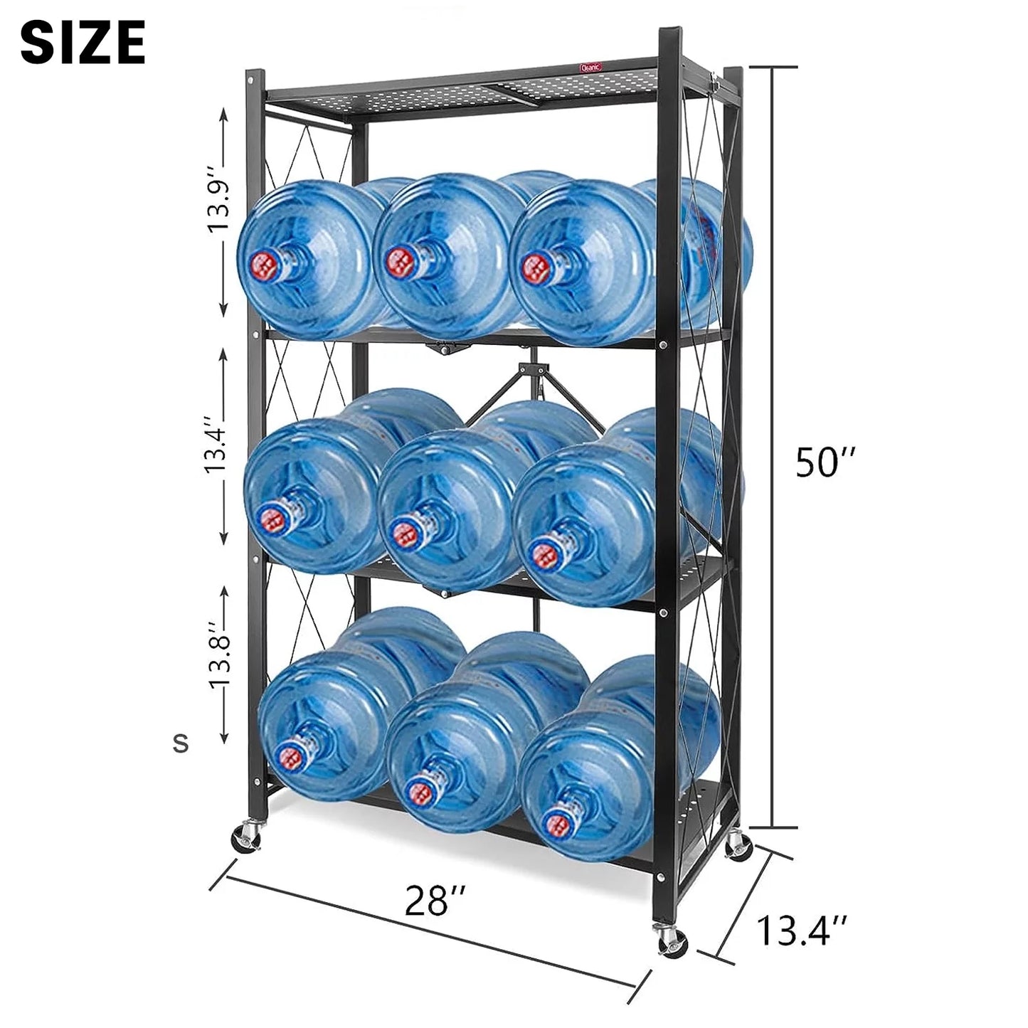 Storage Shelf Pantry Kitchen 4-Tier Room Collapsible Rolling Black Shelves, Metal Office & with Cart Closet for - Wheels Shelving Decor Foldable - Unit Organizer, Display, Storage Books