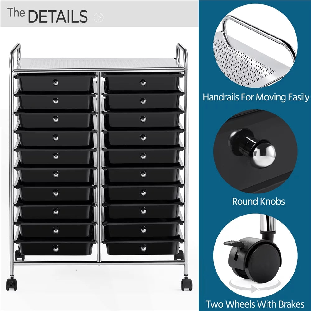 Office Storage Wheels Black Scrapbook 20 Organizer, Topeakmart Cart Rolling on Organizer Bin School Drawers Paper