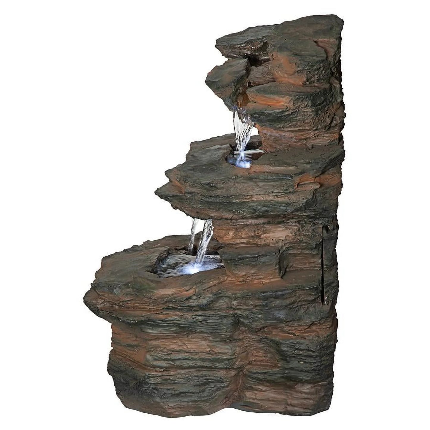 Cascading Fountain Illuminated Ramrod Tabletop Bluffs Design Toscano Waterfall