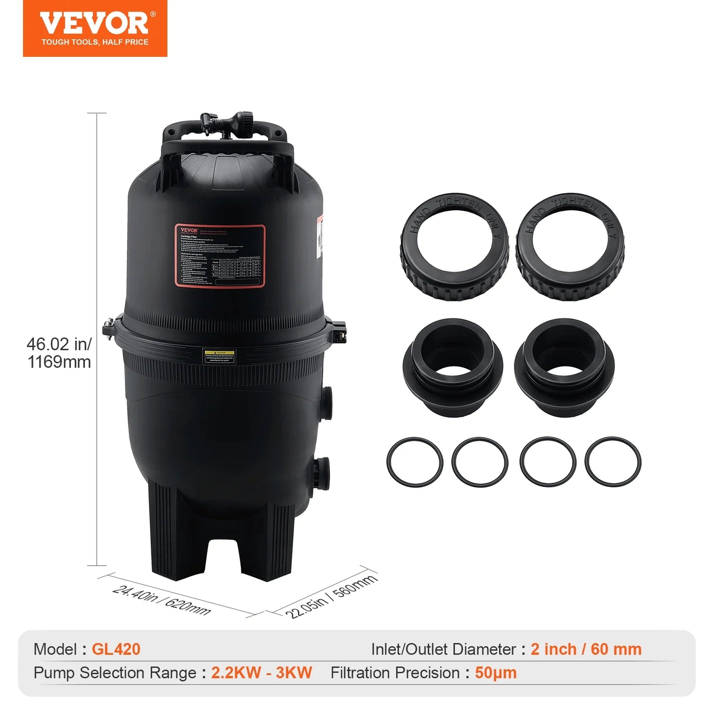 425Sq.Ft Ground Swimming Pool Filter SKYSHALO In/Above Filtration Cartridge Pool