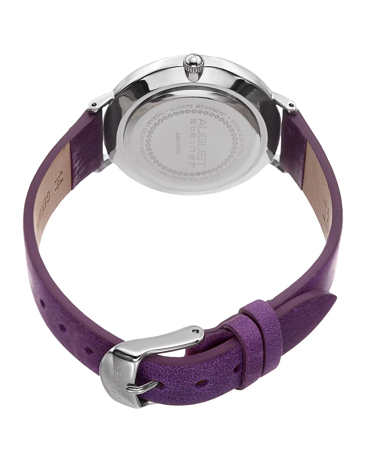 Women's AS8187 Watch Leather Purple Band Silver-Tone with