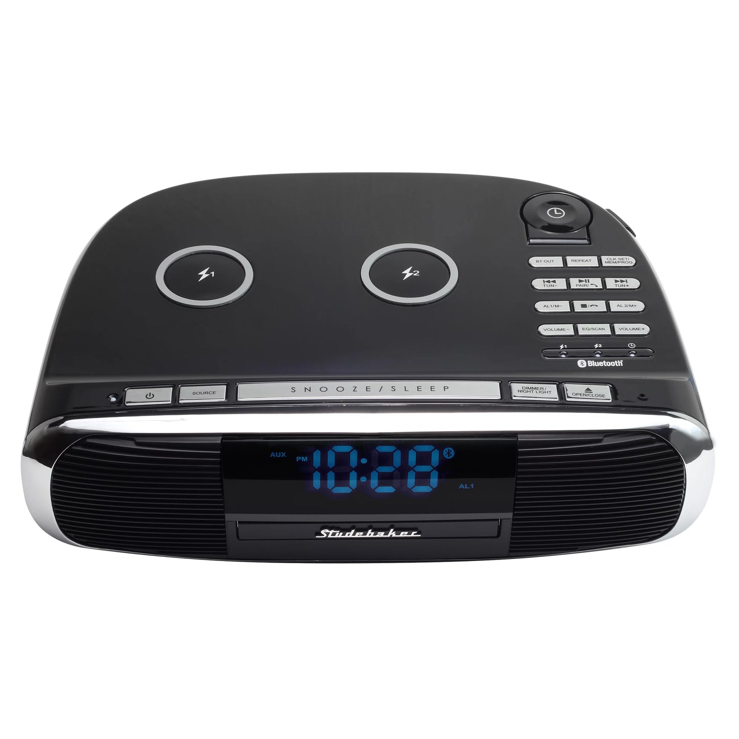 with System FM HiFi Radio, Qi Studebaker Workstaton Charging Wireless Music Station and CD,