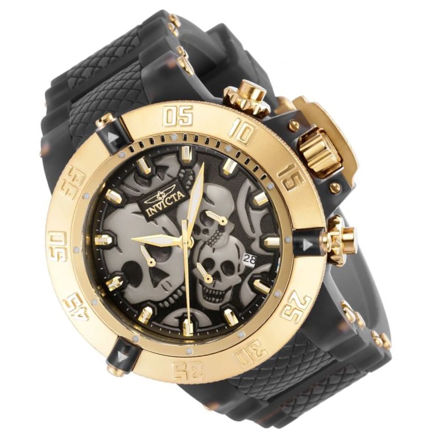 37327 Skull Men's Invicta Dial Black Subaqua Watch Quartz Chronograph