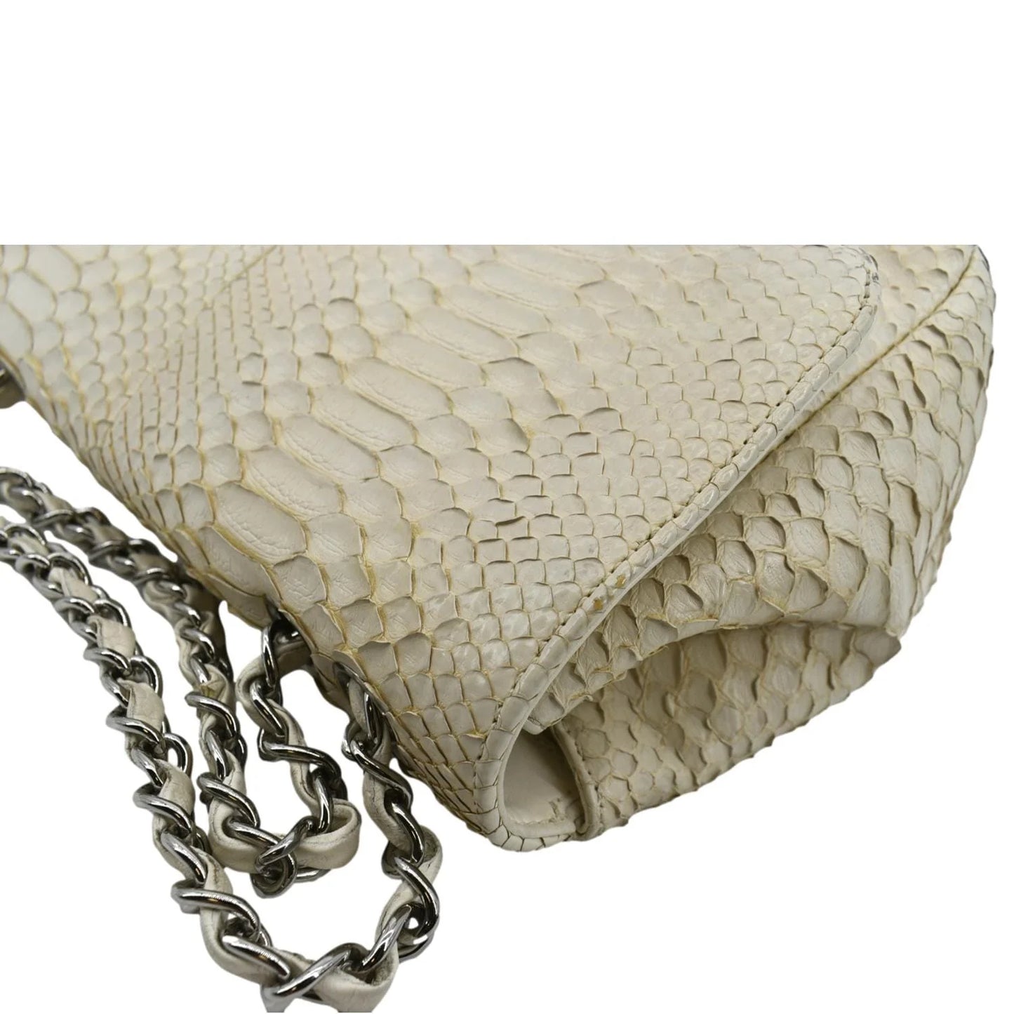 CHANEL Crossbody Pre-Owned Leather Ivory Flap Python Bag