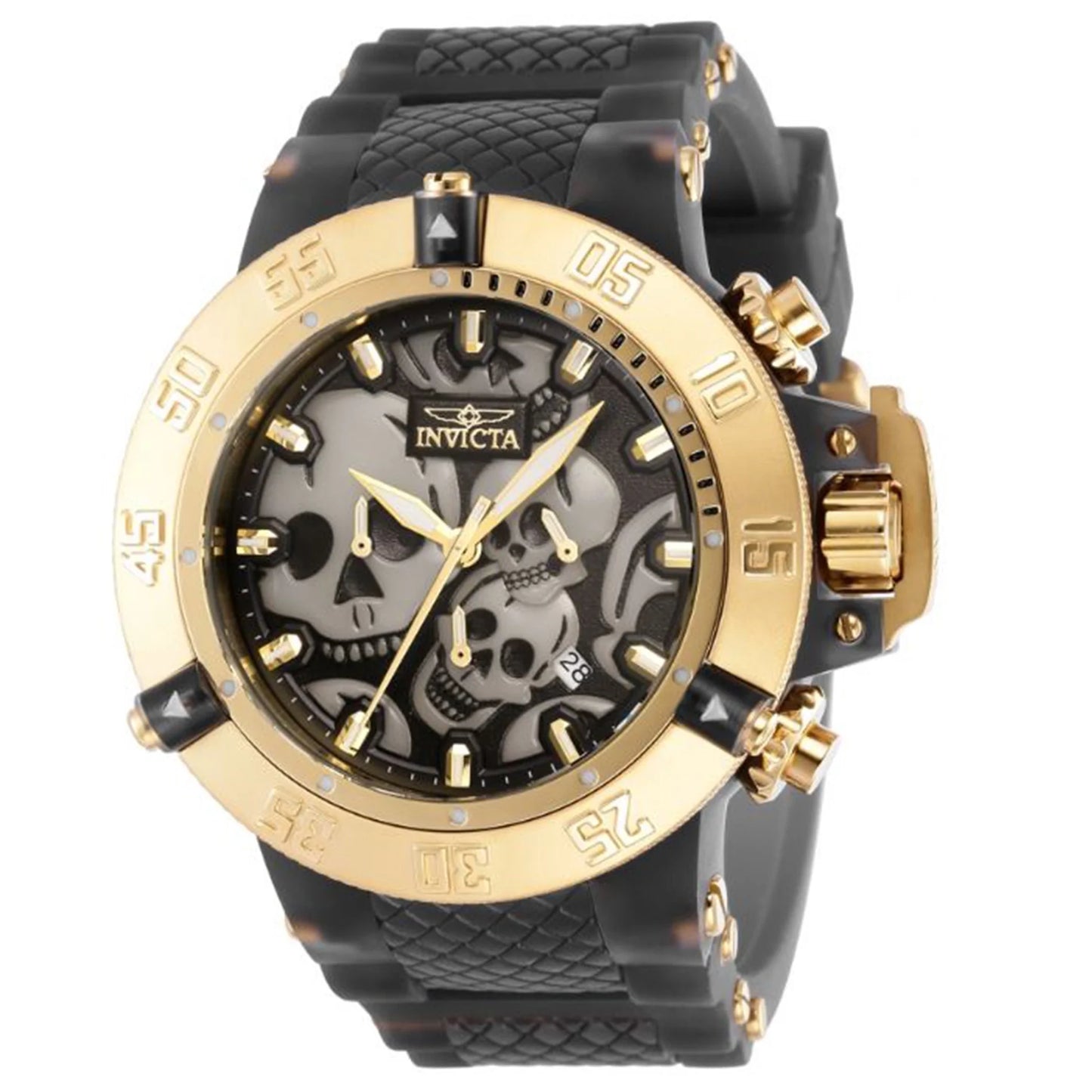 37327 Skull Men's Invicta Dial Black Subaqua Watch Quartz Chronograph