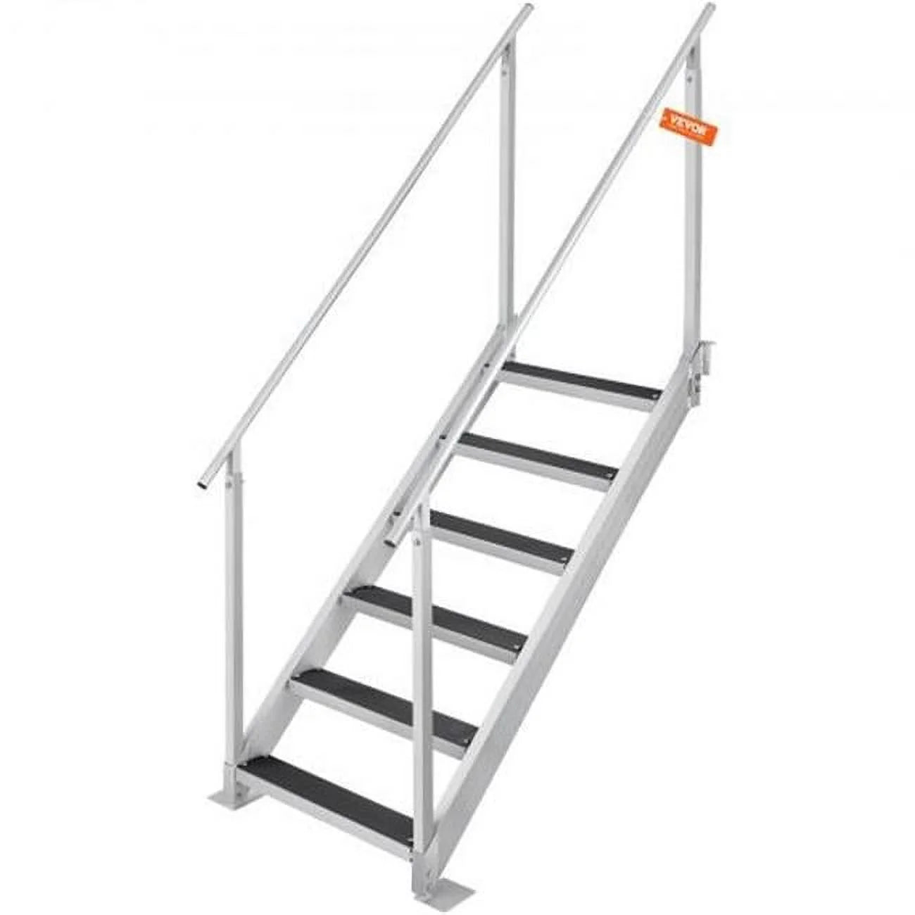 Pontoon Load to Aluminum Height Vevor in. Alloy 51 500 6-Steps Adjustable Dock 43 Boat Ladder lbs with