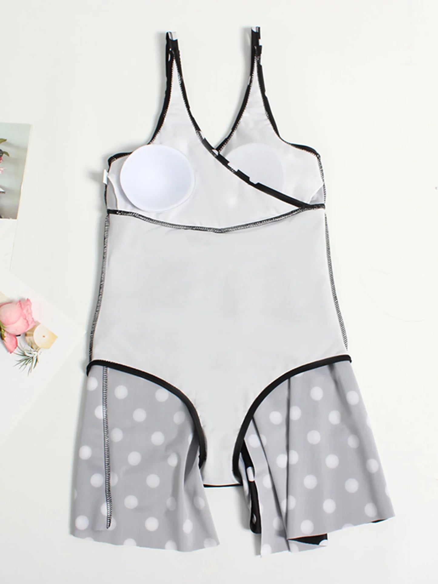 One Polka Build-in Bathing Dot Shorts with Swimsuit Bikini Suit Dress Swimwear Plus Piece for Size Women