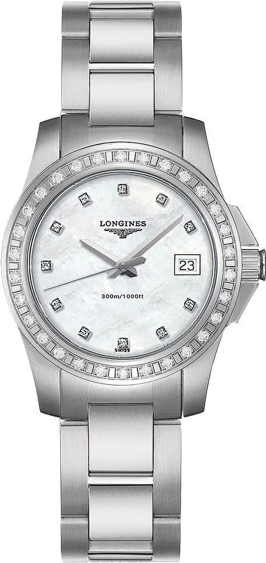 Pearl Longines Conquest & Diamonds L3.258.0.88.6 White Watch Women's