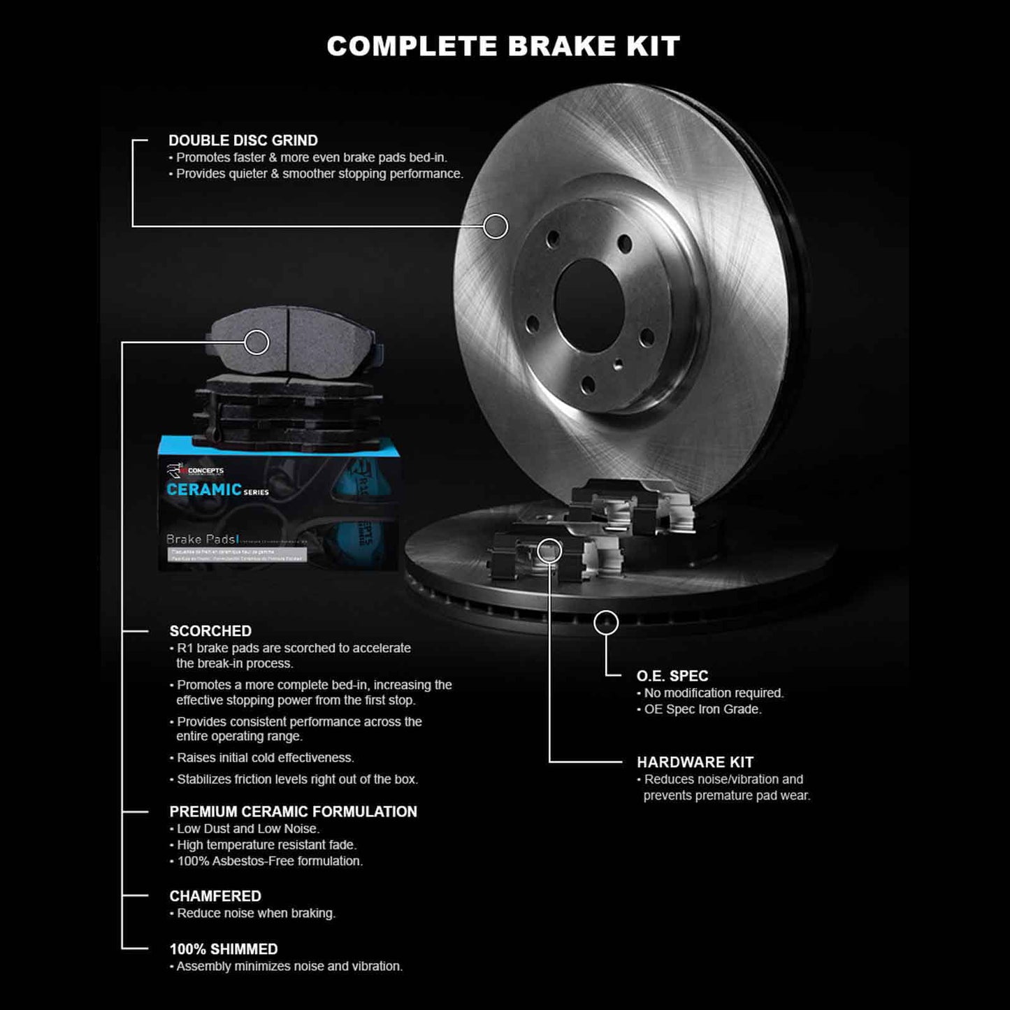 Brake Concepts Fits LS Wfwh1 select: Concepts E Line 47078 R1 2017-2022 MALIBU R1 CHEVROLET Rotor Series CHEVROLET 2016 MALIBU With Ceramic LT,