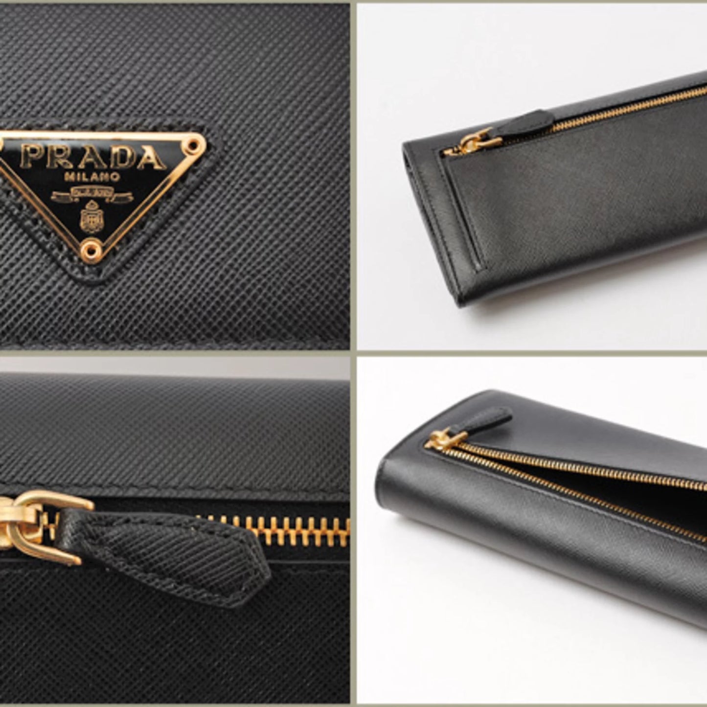 1M1132 Triangle Pass Pre-Owned New) PRADA (Like Wallet Long with Outlet Case Prada Saffiano wallet Black NERO