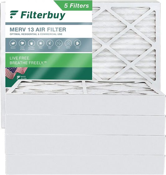 Air Pleated 13 (5-Pack) HVAC AC Filters MERV Filterbuy Furnace 10x16x4