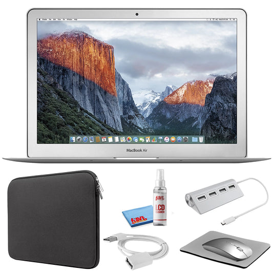 1.6GHz, MJVE2LL/A) (Early - Cleaning Black MacBook 2015, 13-inch + Apple Bundle 128GB Kit (Refurbished) Sleeve + Silver (i5 Starter Kit SSD) Zipper Air Laptop with