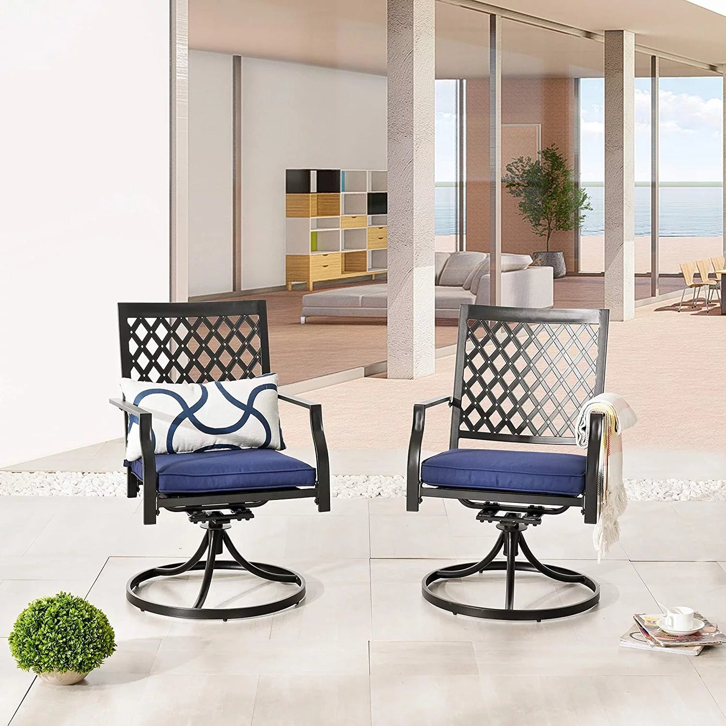 Chairs Dining Rocker Set 2 Patio With Swivel Cushion Chairs Outdoor Metal Of Furniture