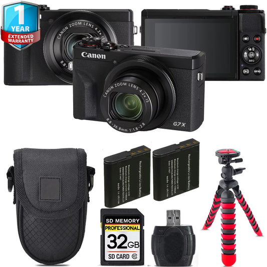 Mark 1 Case III -32GB +Tripod X + Kit Canon + (Black) Digital Warranty Camera G7 Yr PowerShot