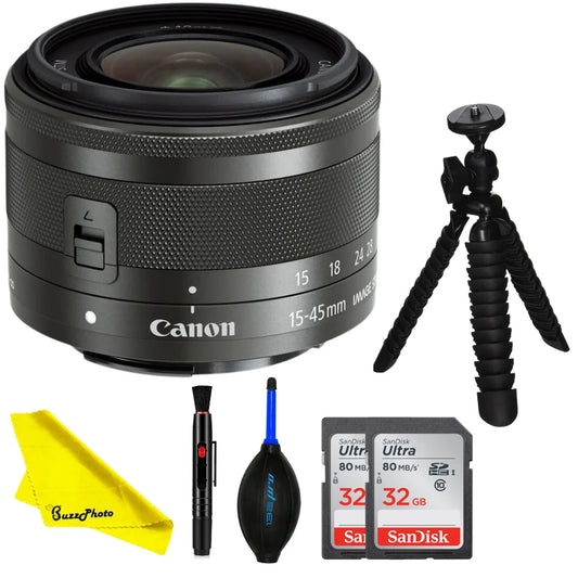 15-45mm IS EF-M BuzzPhoto - STM (Graphite) Lens Bundle Basic Canon f/3.5-6.3