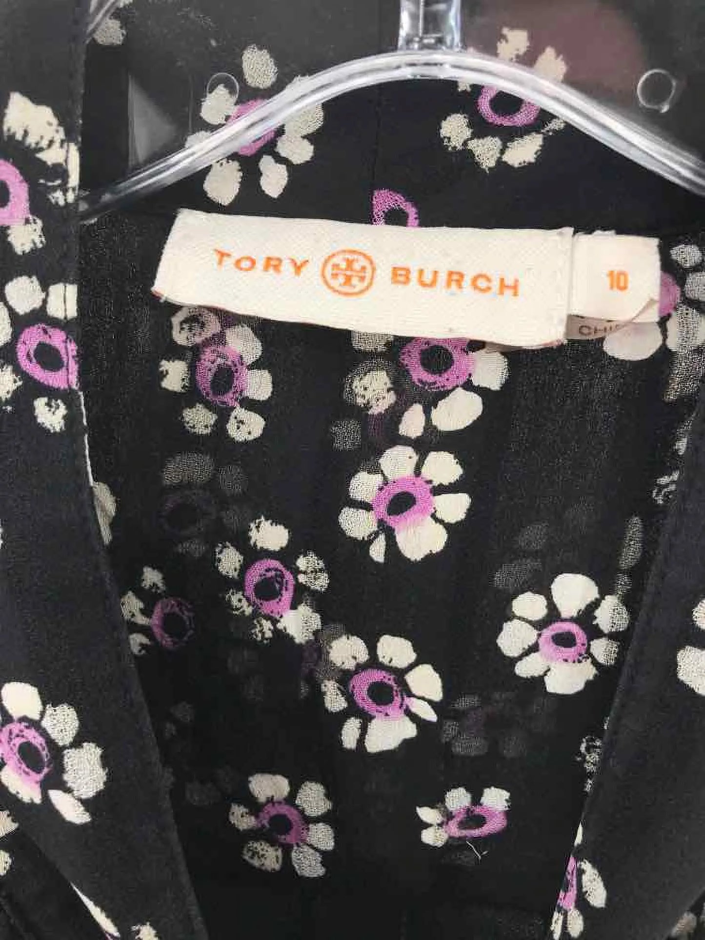 Black Burch Blouse Tory 10 Pre-Owned Floral Size