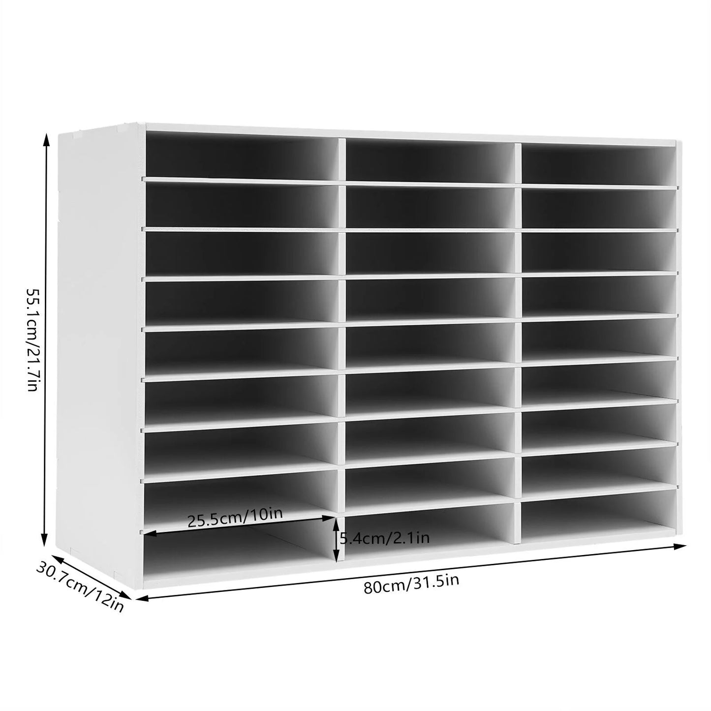 Storage Holder Keepers Rack 27 Mailbox Slots PVC Classroom File White Literature