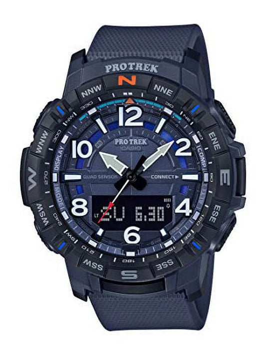 Men's with Quartz Strap, Sport Connected Pro Blue, Watch Resin Casio Trek PRT-B50-2CR) Bluetooth (Model: 22.2