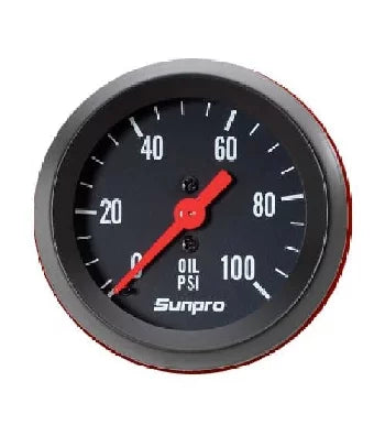 CP8216 2" PSI Oil Bezel Sunpro New Black Pressure Black Gauge 0-100 / Mechanical