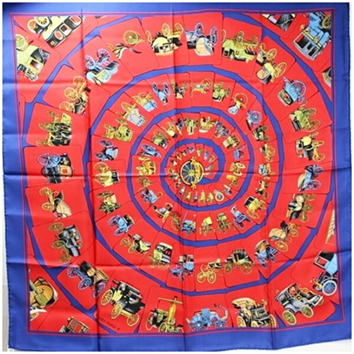 Women's Red Silk HERMES Hermes Pre-Owned Blue x CARROSSERIE Scarf Carriage) (Spiral Muffler (Good)