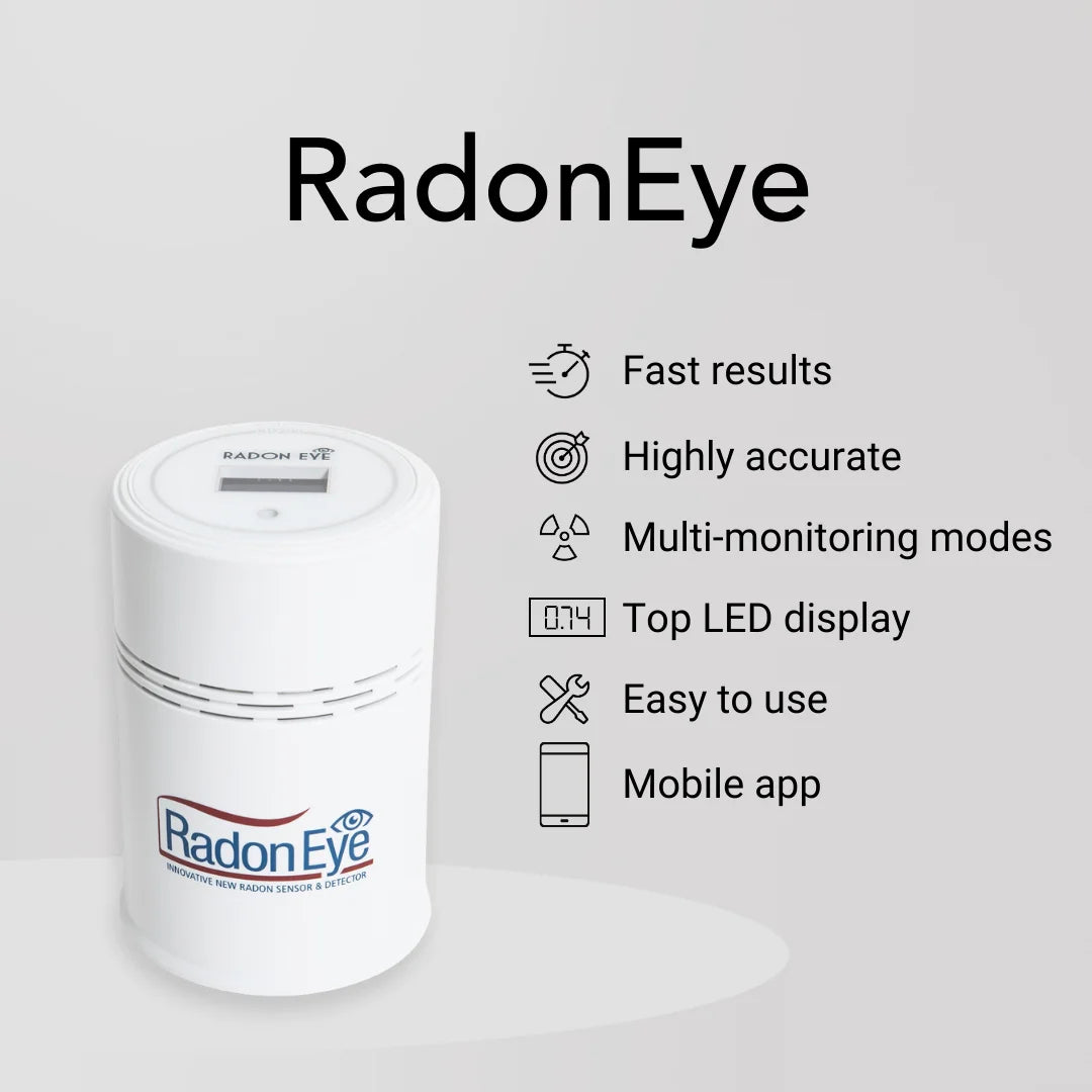 Radon Monitor Real-Time App, Fast , Display, Radon Bluetooth, Detector, with OLED Setup Ecosense Home Reliable Easy RD200W & RadonEye,