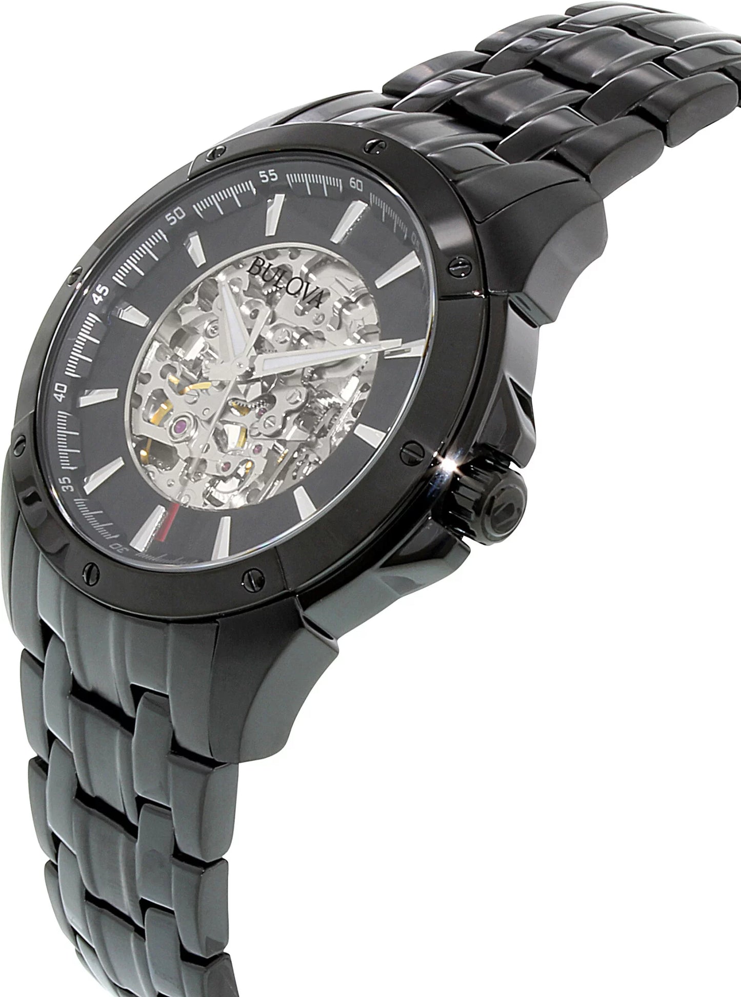 Dial Automatic Silver IP Skeleton Bracelet Steel Watch Men's Black and 98A147 Black