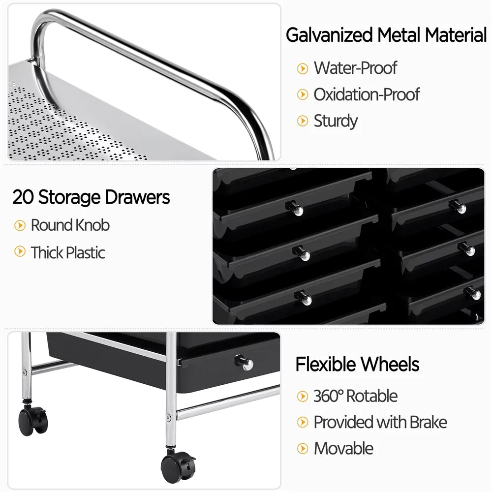 Office Storage Wheels Black Scrapbook 20 Organizer, Topeakmart Cart Rolling on Organizer Bin School Drawers Paper