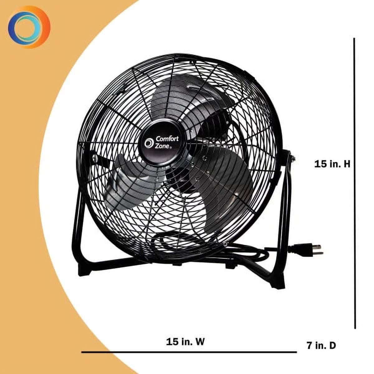 with Black Construction, Comfort Fan Rubber and 3-Speed All-Metal Adjustable Zone 12” Feet, Handle, Carry 180-Degree Cradle/Floor Tilt,