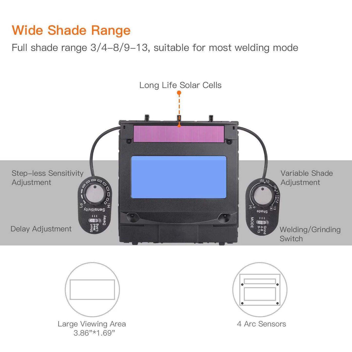 TIG Feature Helmet Solar Auto Welding Optical MIG MMA Replacement Class NEW TACKLIFE Grinding Plasma 6Pcs PAH04D Range for - Darkening, Full Shade Lenses, (1/1/1/1), Power 3/4-8/9-13,