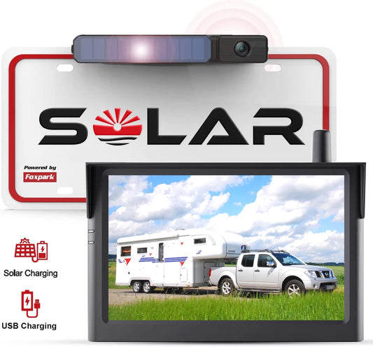 Backup for 2 Solar Charging Up Reverse Campervans, View Wireless Channel Solar Camera Back Truck Van Cameras for RV Camera Rear System Digital