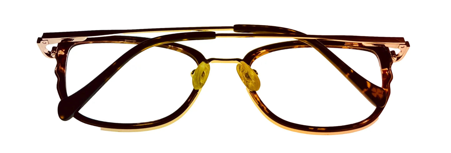 Eyeglass Gold D116. Women's Butterly Brand Lucky Metal Tortoise 54mm