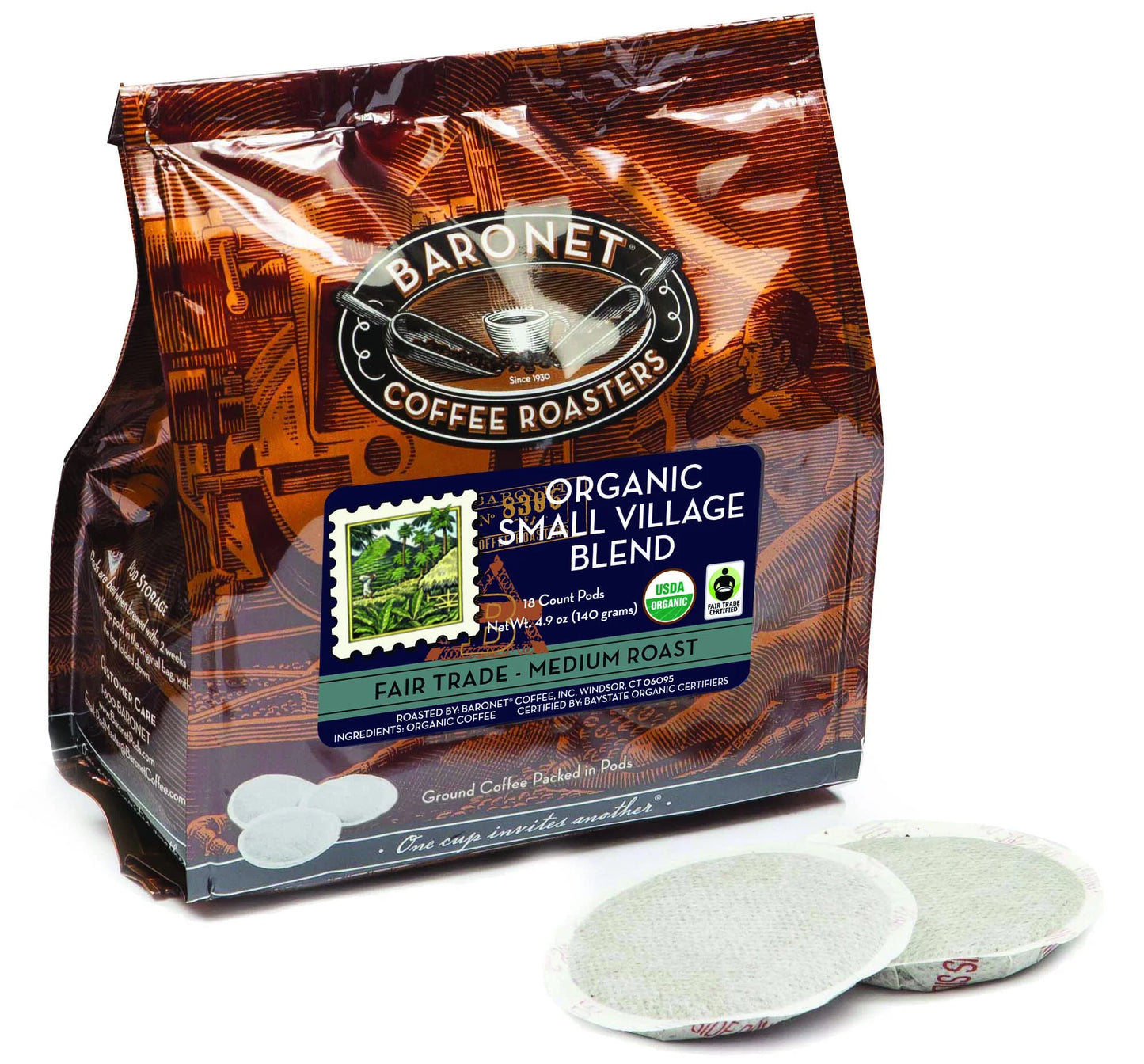 Environmentally the Senses Elevate Exquisite Your Count, Coffee Grams Village 18 - Coffee Roast with - - Medium Blend Indulge Coffee Single Organic - in Small Fair 8 Serve Trade Pods F Baronet - Pods