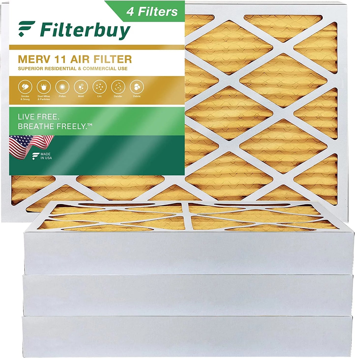 Pleated 16x30x4 Air AC HVAC 11 Filters Furnace MERV Filterbuy (4-Pack)