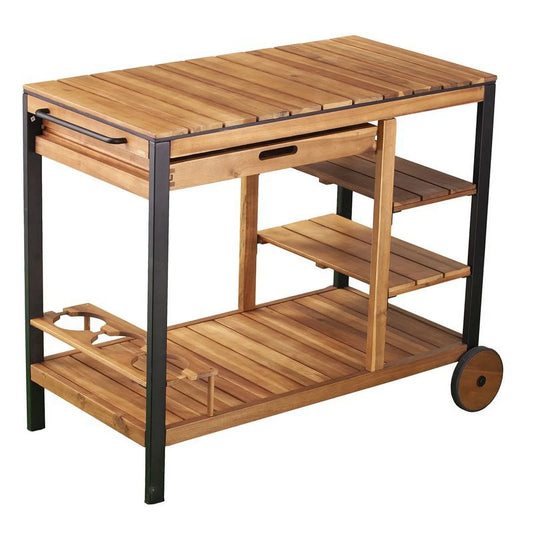 Wood Contemporary Cart Natural in Bar Living Afuera Finish Outdoor