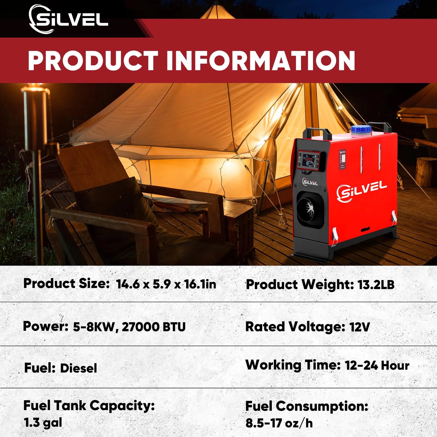 Diesel RV, Monitor Fast with Heating 8KW Car, Heater, Trailer, Diesel Air Remote 12V for Tent, Heater, All-in-One & Motorhome Camper, Heater Diesel Control, Portable Truck, LCD