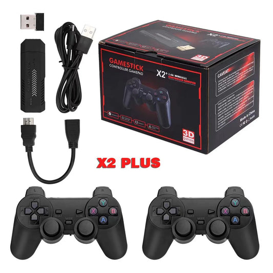 Double Games,128GB Console, Upgrade Retro Wireless Game Wireless Controller,30000+ X2 Console Stick Retro Games Plus