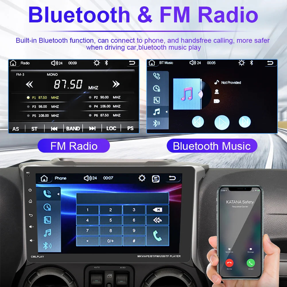 Screen USB Radio Din Android 9'' Receiver,Backup Link Car 1 Player Apple Stereo Single Multimedia Car MP5 Audio Auto Included Touch Podofo Camera Bluetooth FM Carplay Mirror HD with