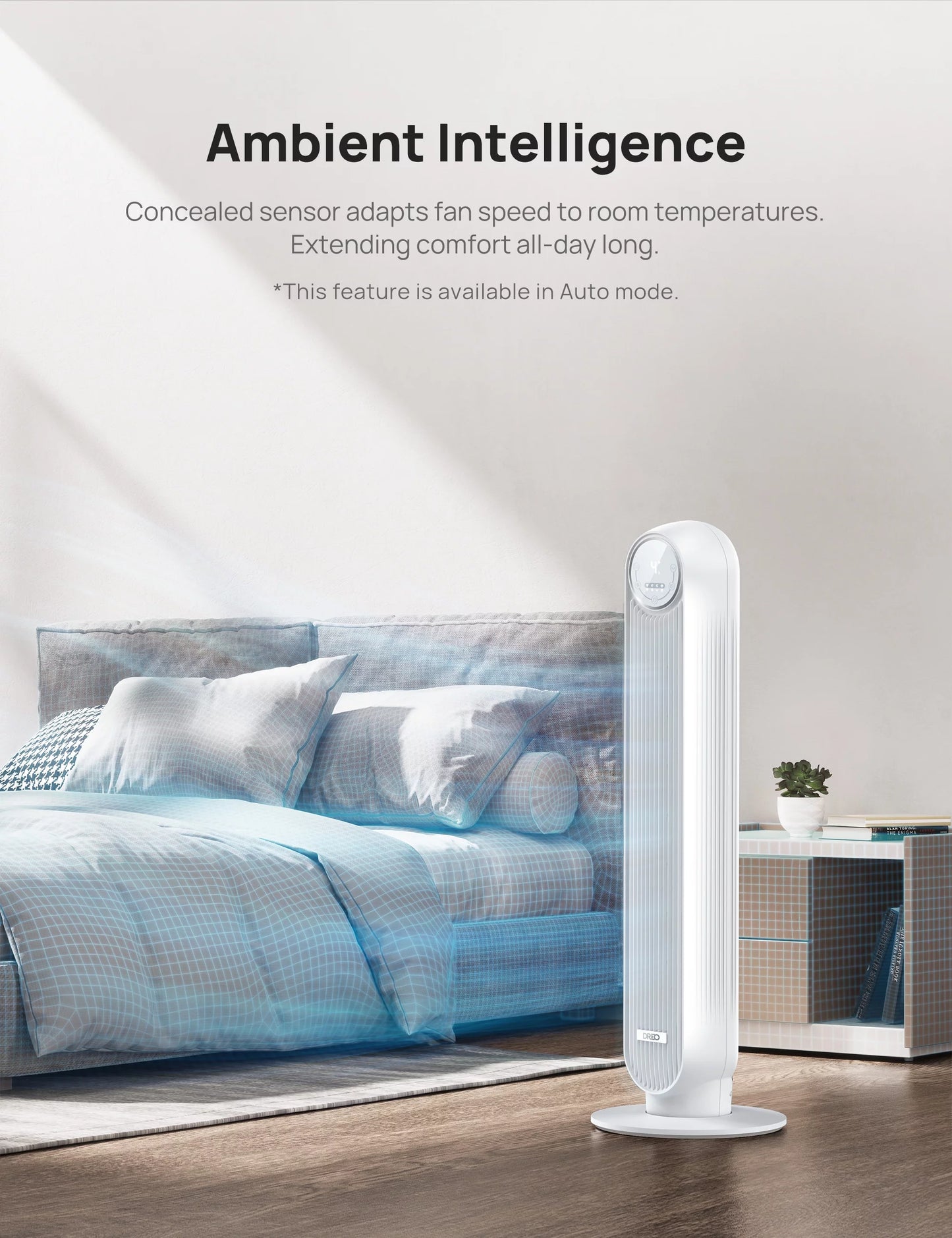 Control, 4 Speeds, Fan, Oscillating, Remote, with Voice Smart Dreo Tower 4 Modes, Fan Quiet Timer，white 90° 8H WiFi