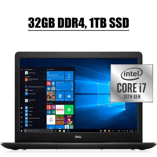 3793 WiFi 10 Computer 3000 10th Quad-Core Display WLED 17.3 inch Inspiron HD 17 DDR4 Intel Laptop Win I 32GB USB-C I Premium 2020 HDMI I i7-1065G7 SSD Full I Dell Gen 1TB