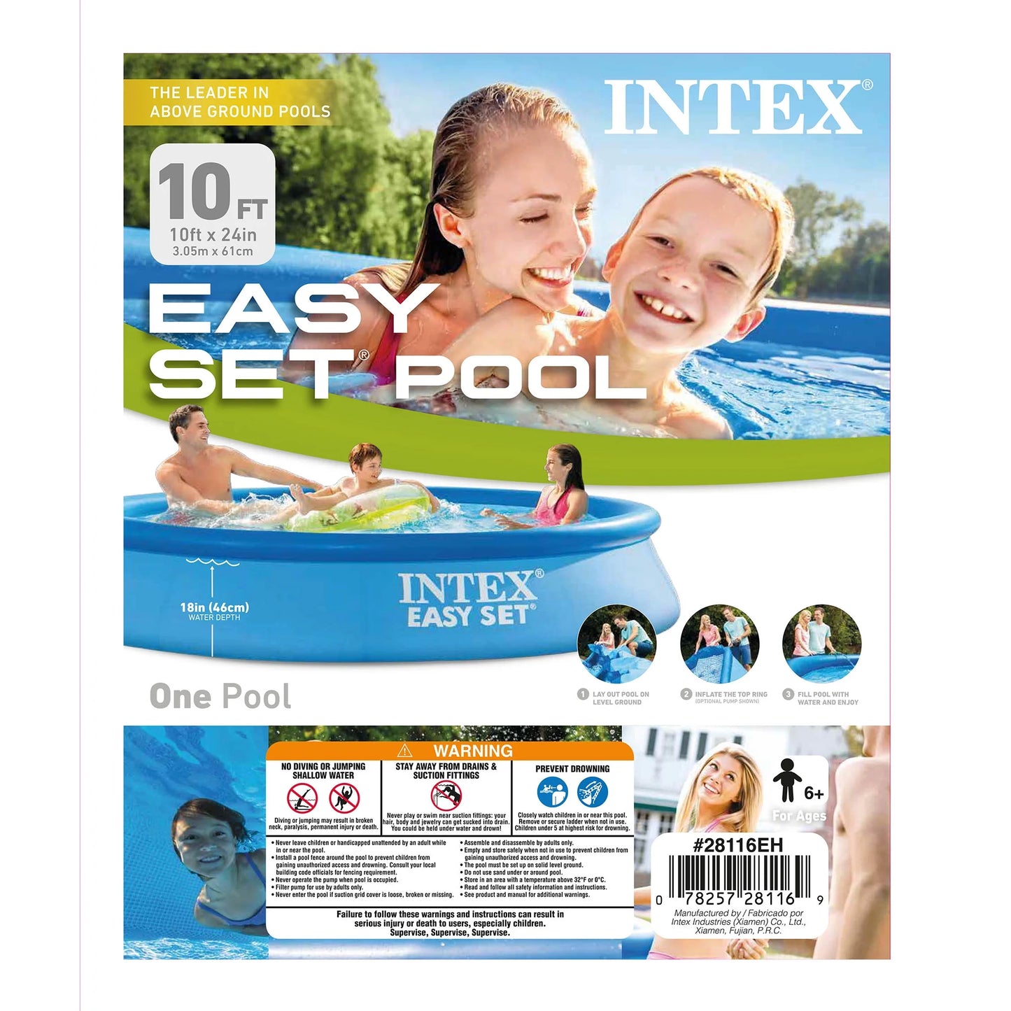 Swimming 24" with Pool 28117EH Filter Ground Set Easy 10' Above x Inflatable Intex