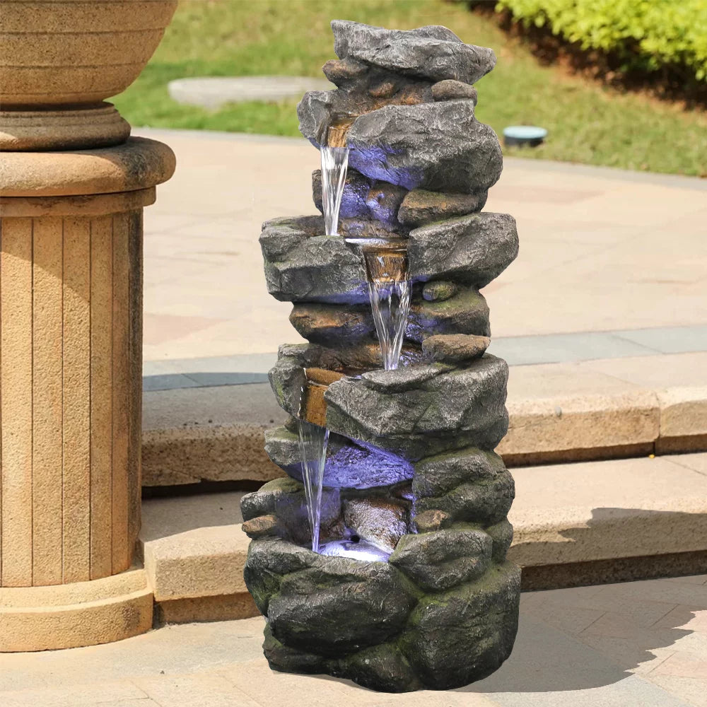 Kmowoo Fountain with Rock High Stacked Lights Water Simulated LED 40inches