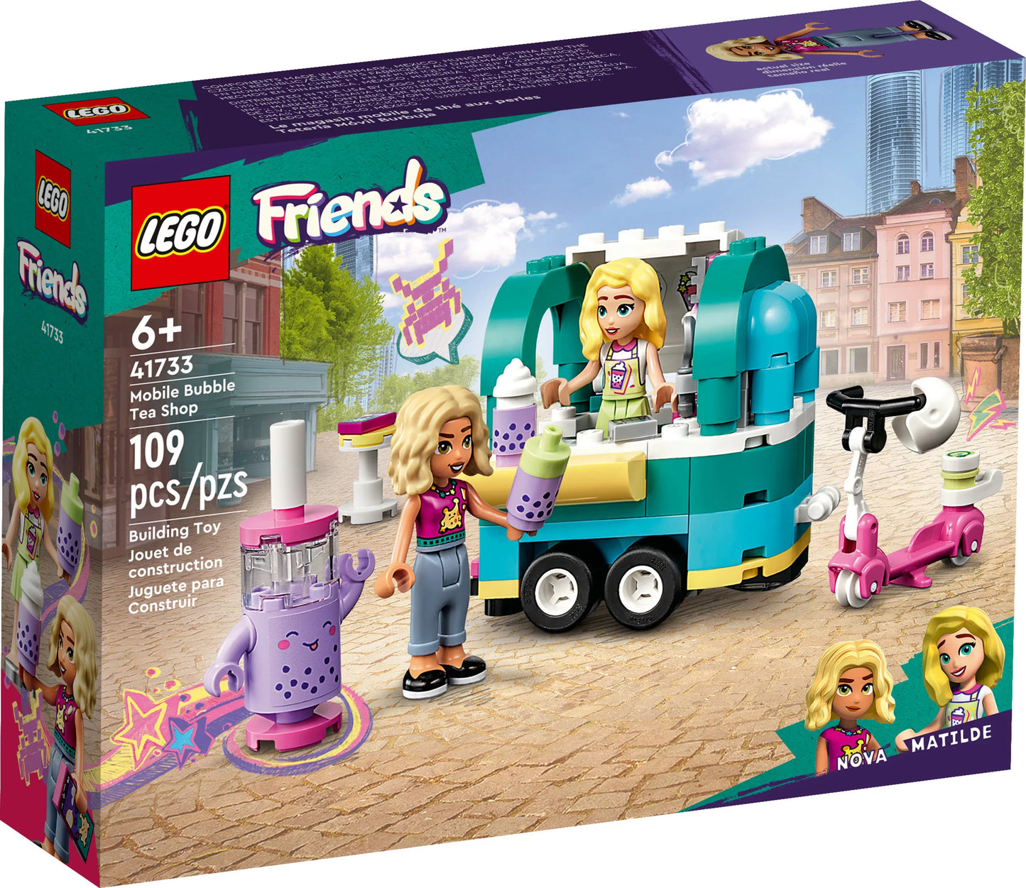 Set Fun Girls and Bubble LEGO Pretend and Ages Play with for Friends Toy Plus Mini-Dolls Shop Mobile Vehicle Boys 6 41733, Tea Scooter