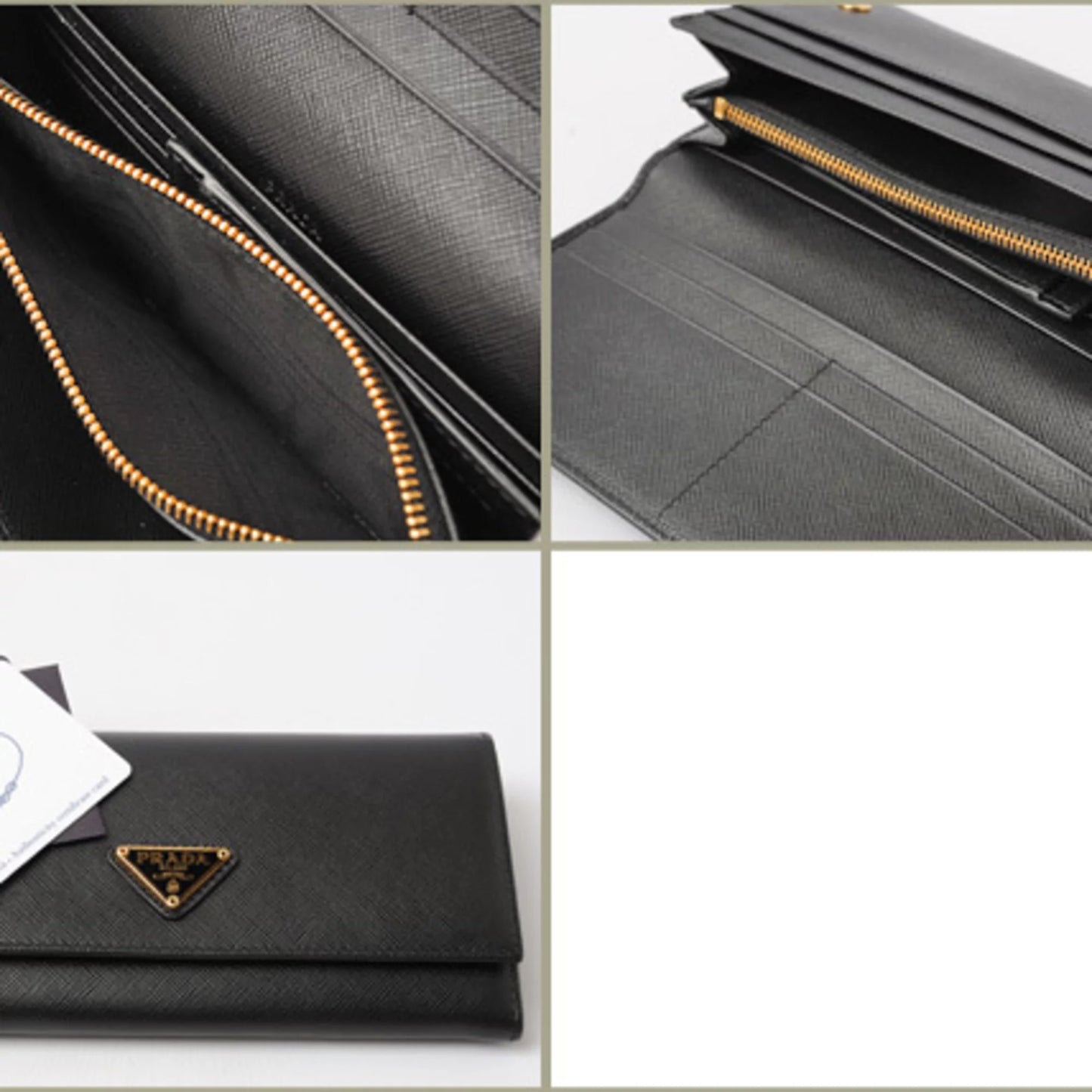 1M1132 Triangle Pass Pre-Owned New) PRADA (Like Wallet Long with Outlet Case Prada Saffiano wallet Black NERO