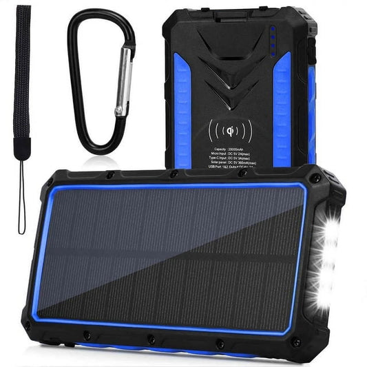 Charger 20,000mAh Panel iQOO Input Pack External C Flashlight, Bank, Racing Four Duty Portable Port LED Solar Qi Solar Type Power Neo With Battery Charging vivo 855 For Heavy